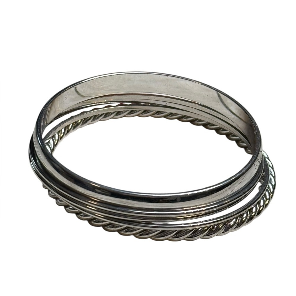 Monet Silver-Tone Bangle Bracelet Set of 5 - Picture 2 of 5